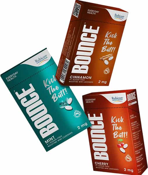 Bounce Nicotine Mini Lozenge 2Mg 6 Packs Of4lozenges Mint,Cherry,Cinnamon Flavour,Sugar Free 24Count
