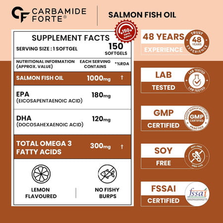 Carbamide Forte Salmon Fish Oil Omega 3 Capsule 1000 Mg - 150 Softgel Capsules