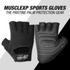 Musclexp Gear-Up Fitness Gym Gloves Heavy Duty Velcro Wrist Closure Non-Odor Material (Black)1 Pair