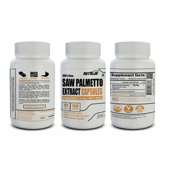 Nutrija Saw Palmetto Extract 160Mg - 120 Capsules | Balances Hormones & Lower Urinary Tract Health