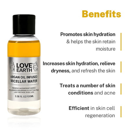 Love Earth Argan Oil-Infused Micellar Water Makeup & Pollutant Remover With Argan Oil 100ml