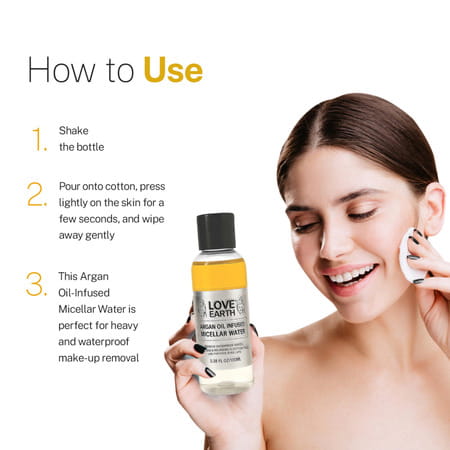 Love Earth Argan Oil-Infused Micellar Water Makeup & Pollutant Remover With Argan Oil 100ml