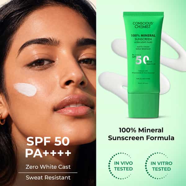 Conscious Chemist 100% Mineral Sunscreen Spf50pa++++ | Uva/Uvb Protection | 50Ml