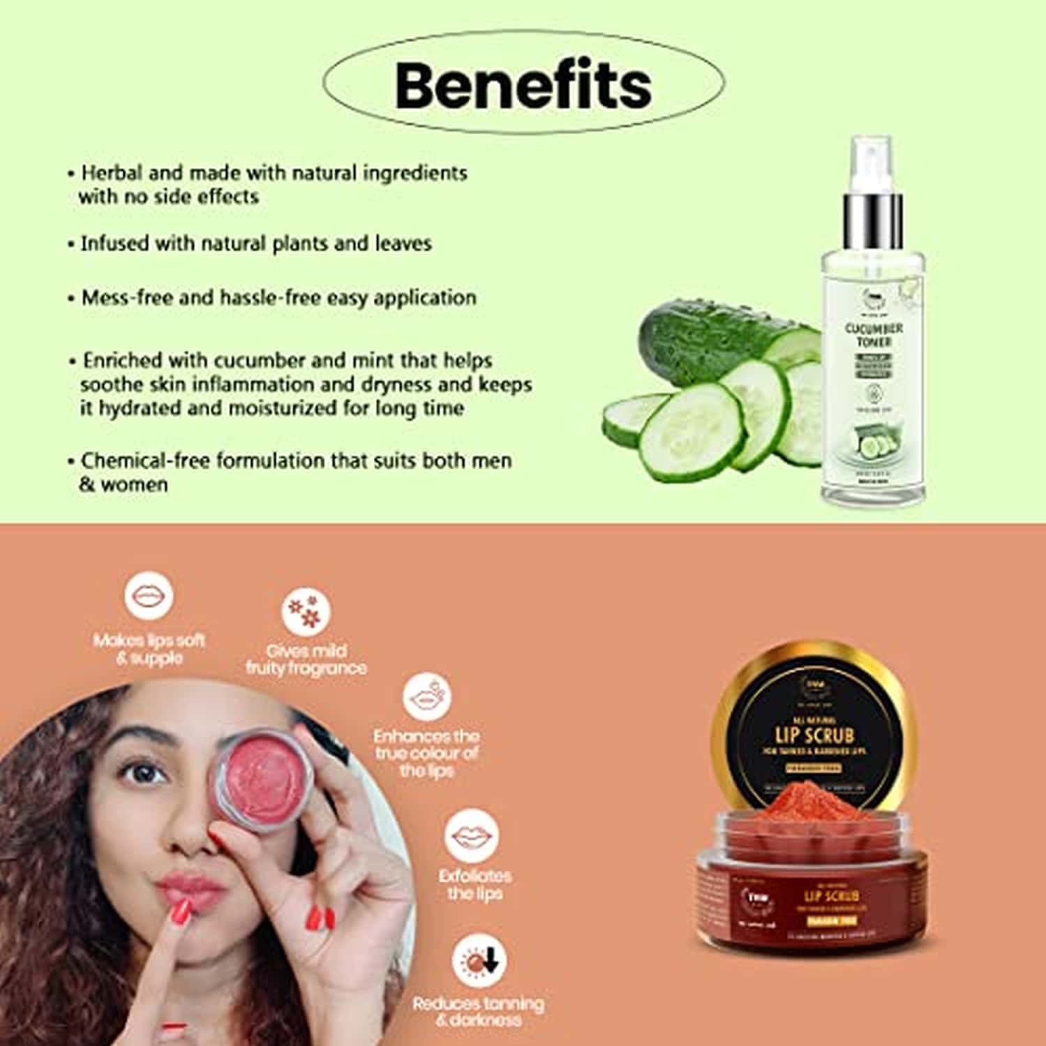 Buy TNWTHE NATURAL WASH CUCUMBER TONER (100ML) & LIP LIGHTENING SCRUB