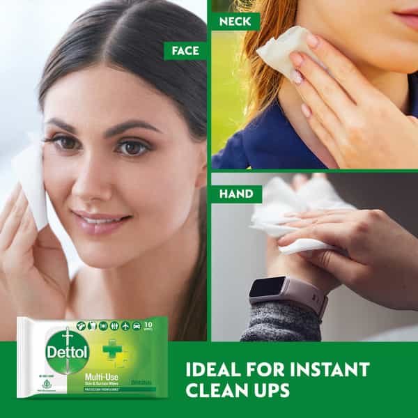 Dettol Disinfectant Sanitizer Wet Wipes For Skin & Surfaces Original - 80 Count