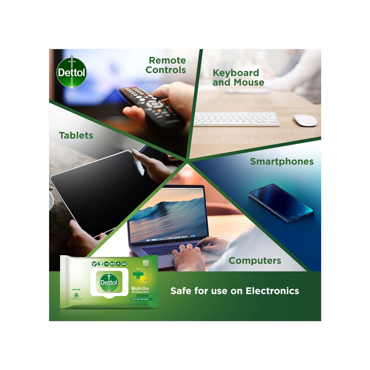 Buy Dettol Disinfectant Skin & Surface Wipes, Original, Safe On Skin, Ideal To Clean Multiple