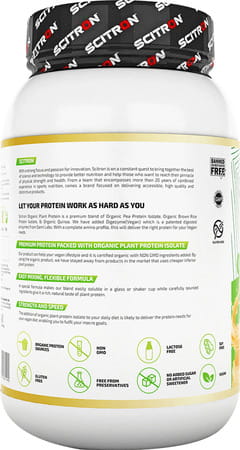 Scitron Organic Plant Protein (25g Protein | 5g Bcaas | 0g Sugar | 32 Servings) - 1kg (Peach Mango)