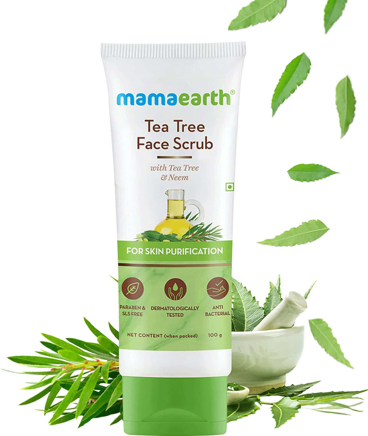 Buy MAMAEARTH TEA TREE FACE SCRUB WITH TEA TREE AND NEEM FOR SKIN