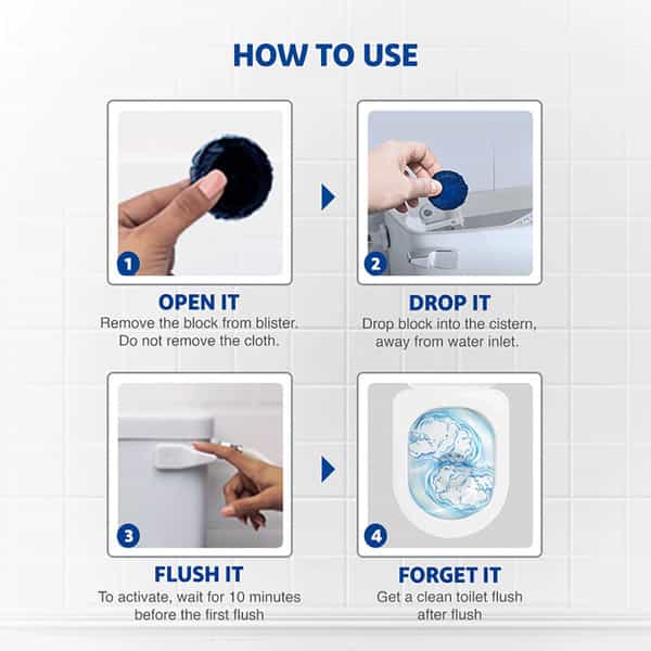 Harpic Flushmatic Aquamarine Toilet Block (Pack Of 3) Packet Of 50 G