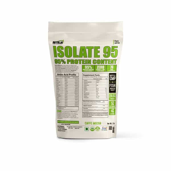Nutrija Whey Protein Isolate 95% [Zero Carb | Zero Fat With Digestive Enzymes] - 2Lbs (Caffe Mocha)