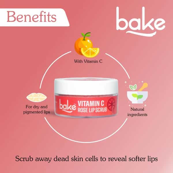 Bake Vitamin C Rose Lip Scrub For Dark Lips | Exfoliates & Hydrates | 25G