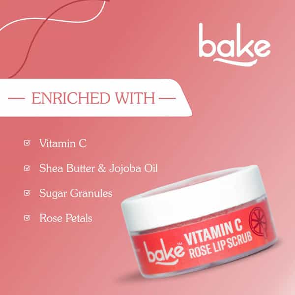 Bake Vitamin C Rose Lip Scrub For Dark Lips | Exfoliates & Hydrates | 25G