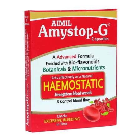 Aimil Amystop-G Capsule 20S | Natural Haemostatic | Strengthens Blood Vessels & Checks Excessive