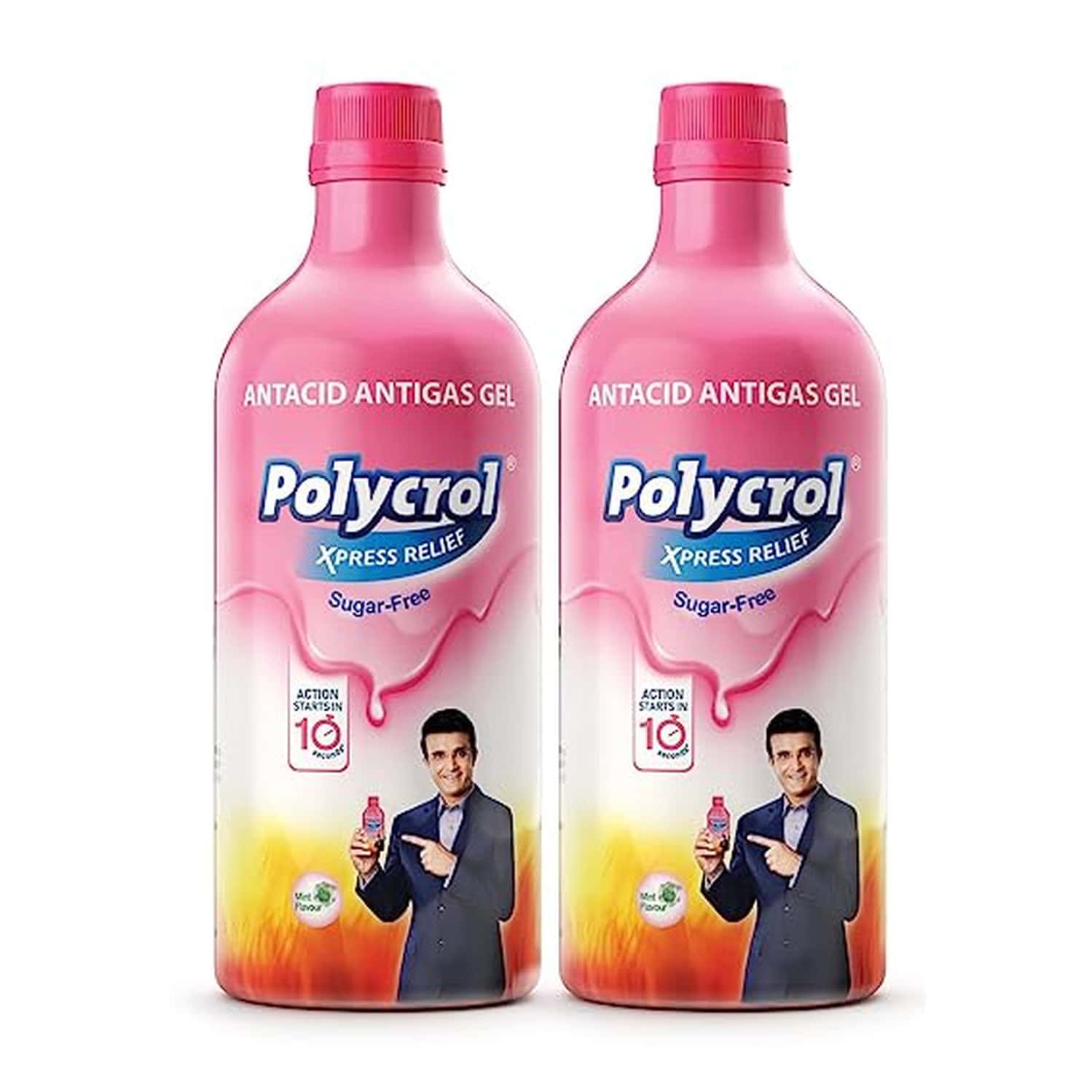 Polycrol Xpress Relief Antacid Gel - Sugar Free | 450 Ml (Pack Of 2)