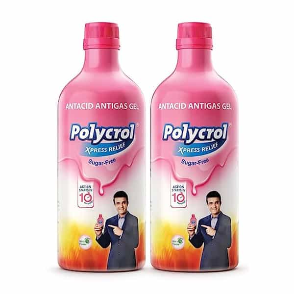 Polycrol Xpress Relief Antacid Gel - Sugar Free | 450 Ml (Pack Of 2)