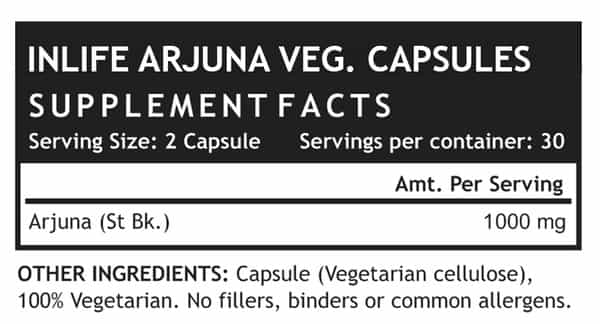 Inlife Arjuna Supplement 500 Mg - 60 Vegetarian Capsules