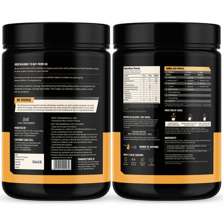 Myfitfuel Hydrolyzed Whey Protein | 500g | 15 Servings (Smooth Chocolate) | Paritally Pre Digested