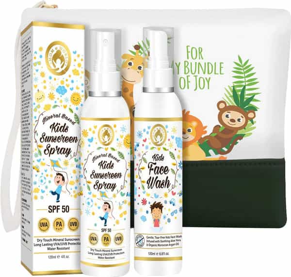 Mom & World Kid's Skin Protect Combo - Kids Sunscreen Spray + Kids Face Wash -120Ml Each