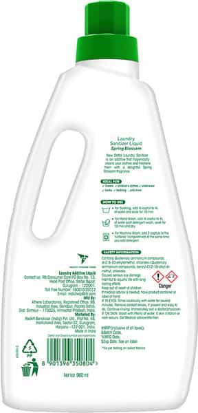 Dettol Laundry Sanitizer - Suitable For All Fabrics (Spring Blossom 960Ml)