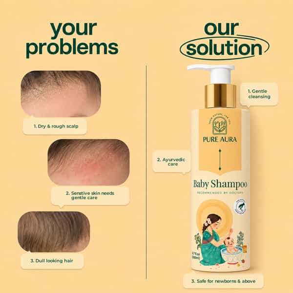 Pure Aura Baby Shampoo Infused With 10 Ayurvedic Natural Herbs 200Ml
