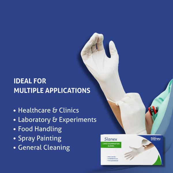 Slaney Slanex Latex Examination Gloves - Large Size
