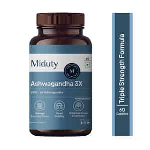 Miduty Ksm 66 Ashwagandha 3x - Stress Mood Stamina - Cortisol - Purely Potent - 60 Capsules