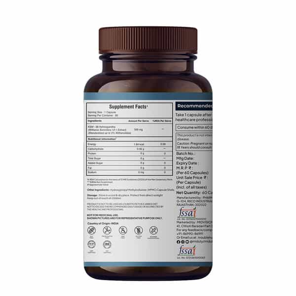 Miduty Ksm 66 Ashwagandha 3X - Stress Mood Stamina - Cortisol - Purely Potent - 60 Capsules