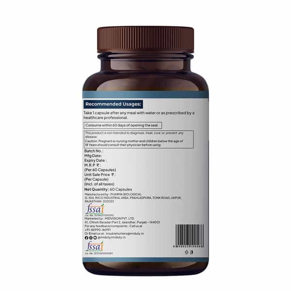 Miduty Ksm 66 Ashwagandha 3X - Stress Mood Stamina - Cortisol - Purely Potent - 60 Capsules
