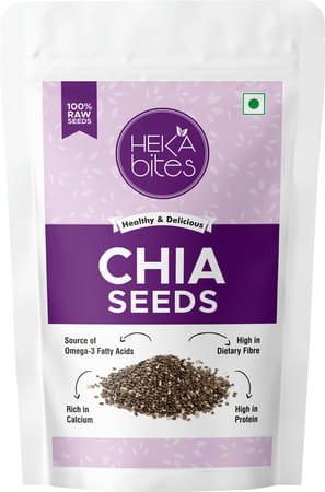 Heka Bites Premium Raw Chia Seeds(250g)| Weight Loss | Omega 3 & Calcium | Healthy & Diabetic Snacks