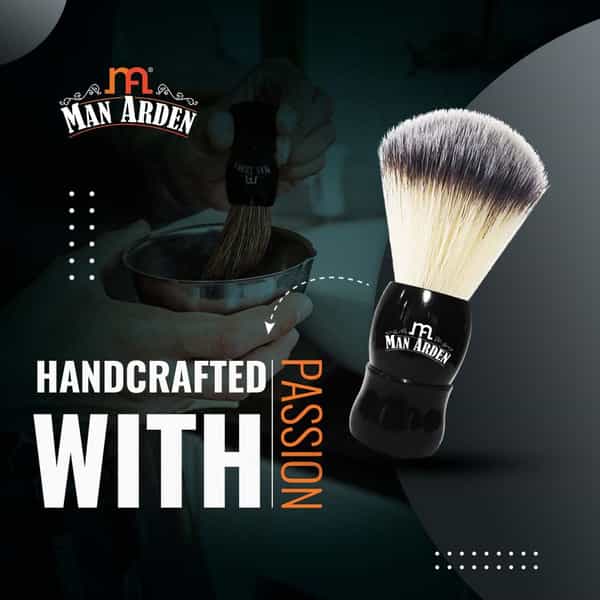 Man Arden Elegant Black Premium Shaving Brush With Ultra Soft&Absorbent Bristles&Long Handle