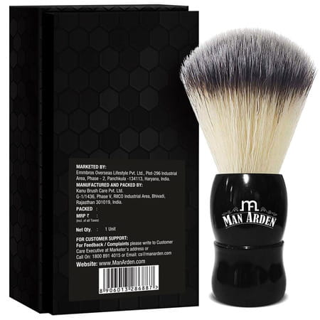 Man Arden Elegant Black Premium Shaving Brush With Ultra Soft&Absorbent Bristles&Long Handle