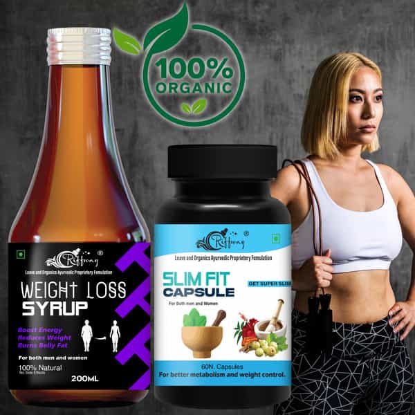 Weight Loss Syrup & Slim Fit Capsules - 100% Ayurvedic (200Ml+60Capsules)