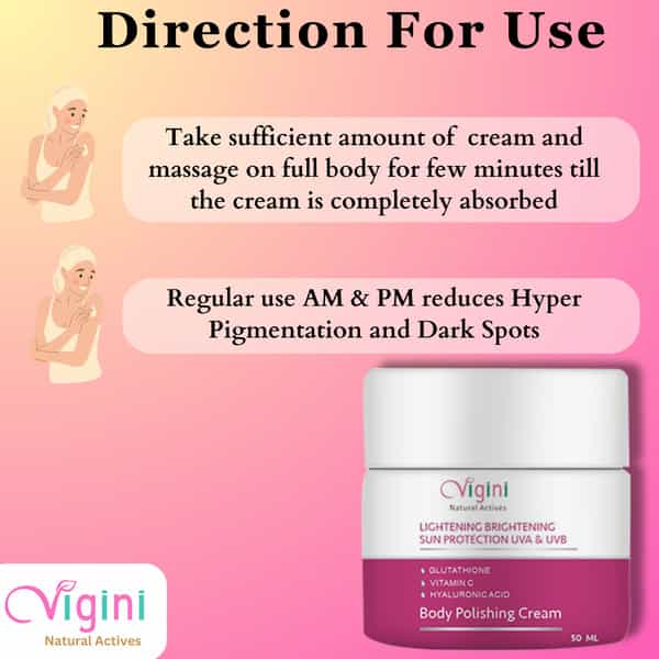 Vigini Skin Lightening Brightening Body Whitening Underarm Tan Pigmentation Removal Kojic Acid Cream