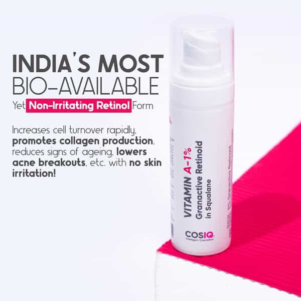 Cos-Iq A-1% Granactive Retinoid In Squalane 30Ml | Only 4 Ingredients Vit-A Anti Ageing Retinol