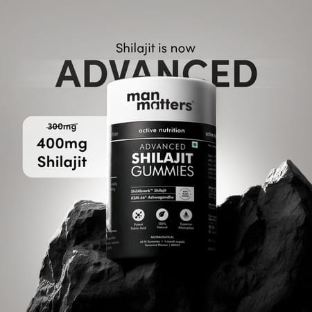 Man Matters 400mg Advanced Himalayan Shilajit Gummies | 75% Fulvic Acid & Ksm 66 Ashwagandha | 60 N