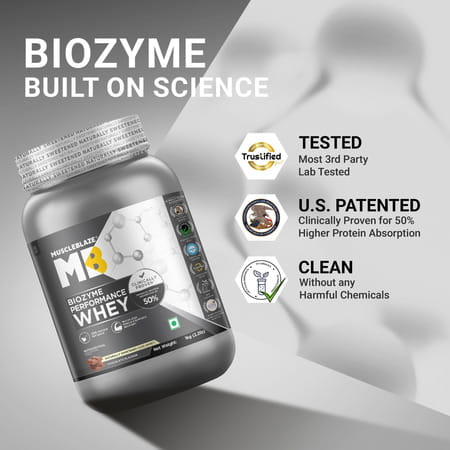 Muscleblaze Biozyme Performance Whey Protein | Naturally Sweetened | Chocolate (1Kg) | 25G Protein