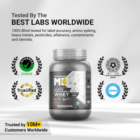 Muscleblaze Biozyme Performance Whey Protein | Naturally Sweetened | Chocolate (1Kg) | 25G Protein