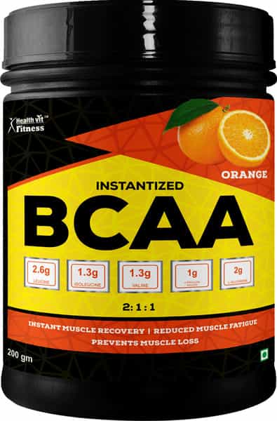 Healthvit Fitness Bcaa With L-Glutamine & L-Citrulline Malate | 200G (10 Servings) Orange Flavor