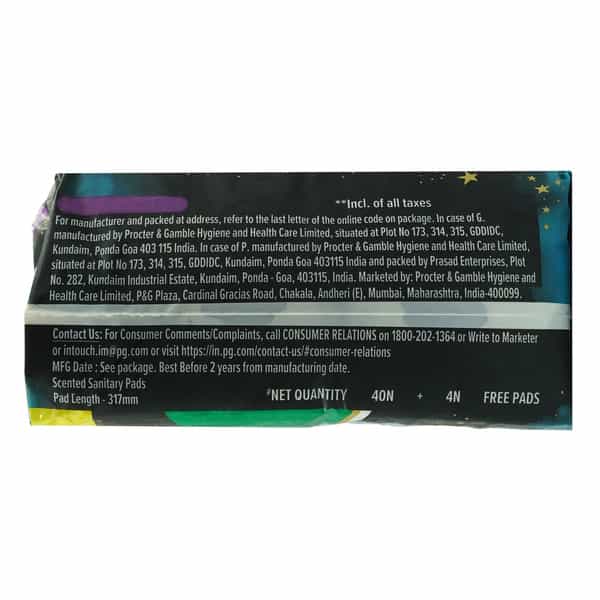 Whisper Ultra Bindazzz Nights Xxl 317Mm For Heavy Flow Sanitary Pads (40+4 Free) 44 No's