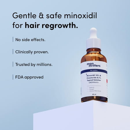 Man Matters Growmax+ Minoxidil 10% With 0.1% Finasteride Serum I Prevent Hair Loss | Thinning | 50ml