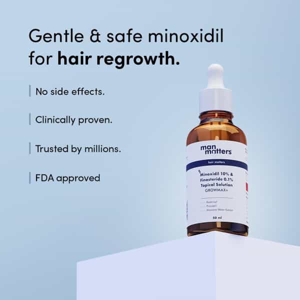 Man Matters Growmax+ Minoxidil 10% With 0.1% Finasteride Serum I Prevent Hair Loss | Thinning | 50Ml