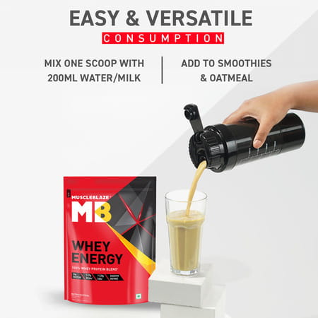 Muscleblaze Whey Energy (Mango Cream | 2kg / 4.4lbs) | 24g Protein | 100% Whey Protein Blend