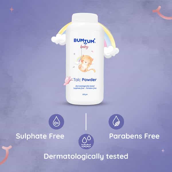 Bumtum Baby Talcum Powder With Aloe Vera | Paraben & Sulfate Free | Derma Tested 200 Gram