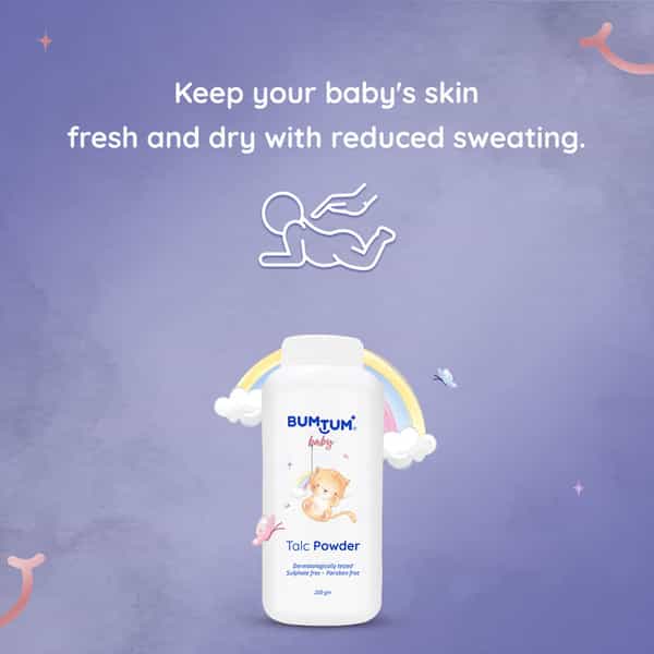 Bumtum Baby Talcum Powder With Aloe Vera | Paraben & Sulfate Free | Derma Tested 200 Gram