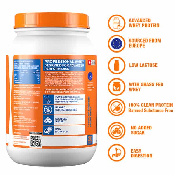 Fast&Up Whey Advanced Isolate + Hydrolysed Whey- 30 Servings (Rich Chocolate) 912G(2.01Lb)