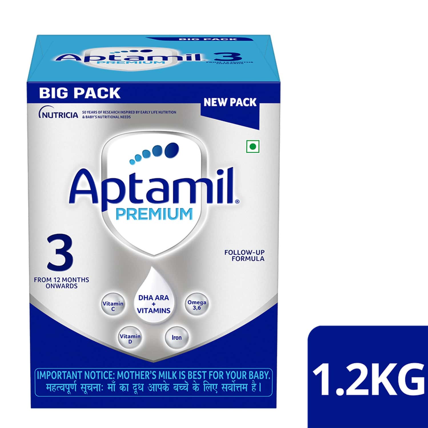 Aptamil Premium | Infant Formula For Babies |Stage 3 (12-24 Months) | With Dha Ara | Box 1.2 Kg