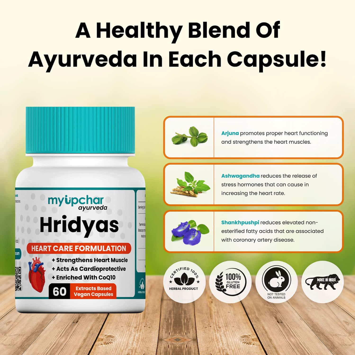 Buy MYUPCHAR AYURVEDA HRIDYAS CAPSULE FOR HEART CARE Online & Get Upto