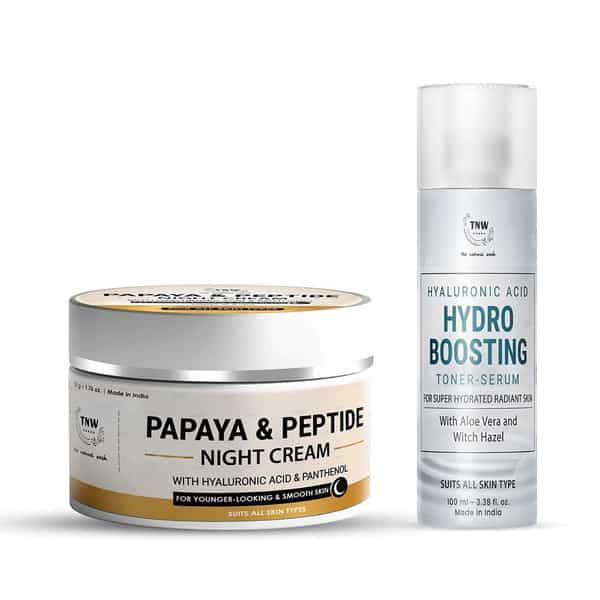 Tnw The Natural Wash Combo With Papaya & Peptide Night Cream & Hyaluronic Acid Toner Serum