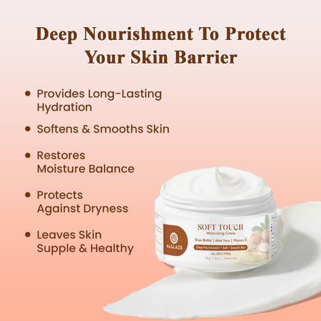 Alglaze Soft Touch Moisturizing Cream | Deep Nourishment | Shea Butter Aloe Vera & Vitamin E | 50G