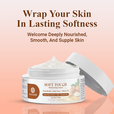 Alglaze Soft Touch Moisturizing Cream | Deep Nourishment | Shea Butter Aloe Vera & Vitamin E | 50G